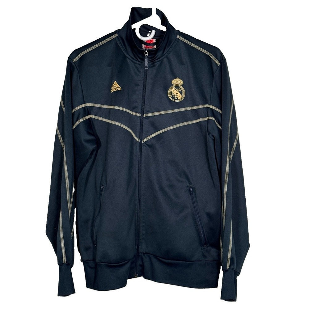 Adidas Real Madrid Track Jacket Black Gold Full Zip Asian Size S Rare